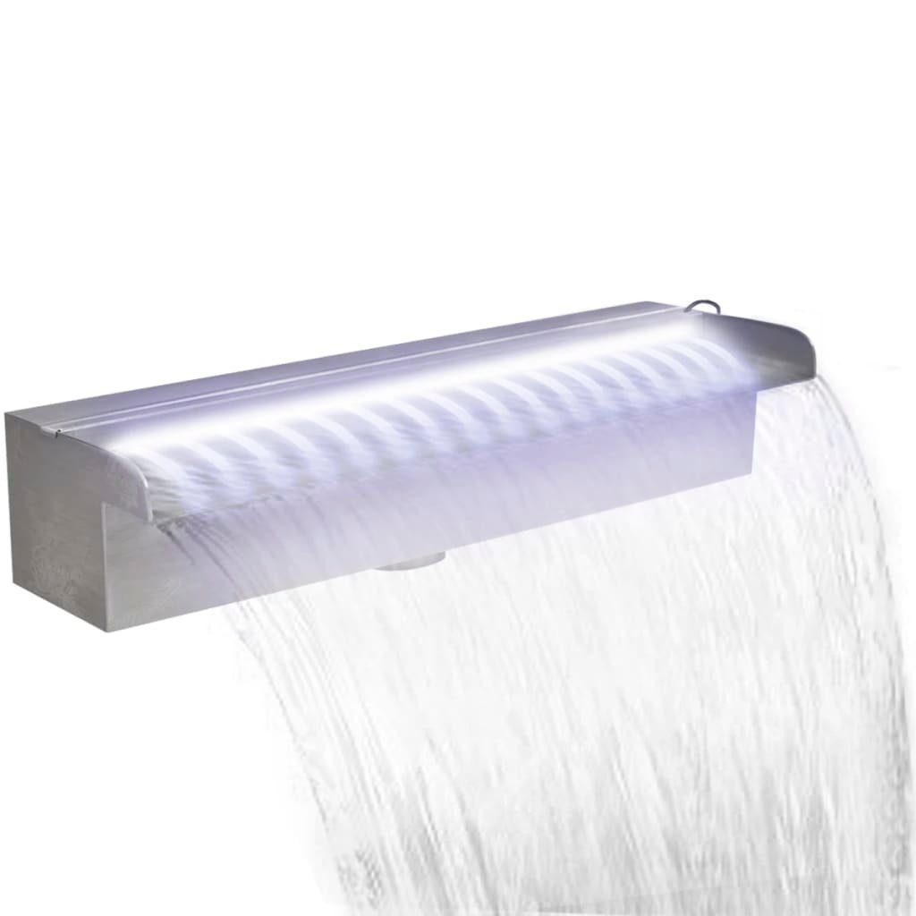 Baseino fontanas su LED, 45cm, stačiak. formos, nerūdijantis plienas