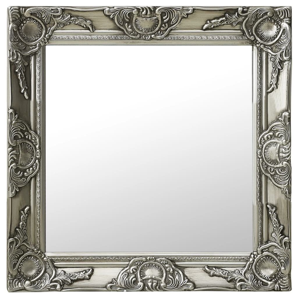 vidaXL Sieninis veidrodis, sidabrinis, 50x50cm, barokinis stilius