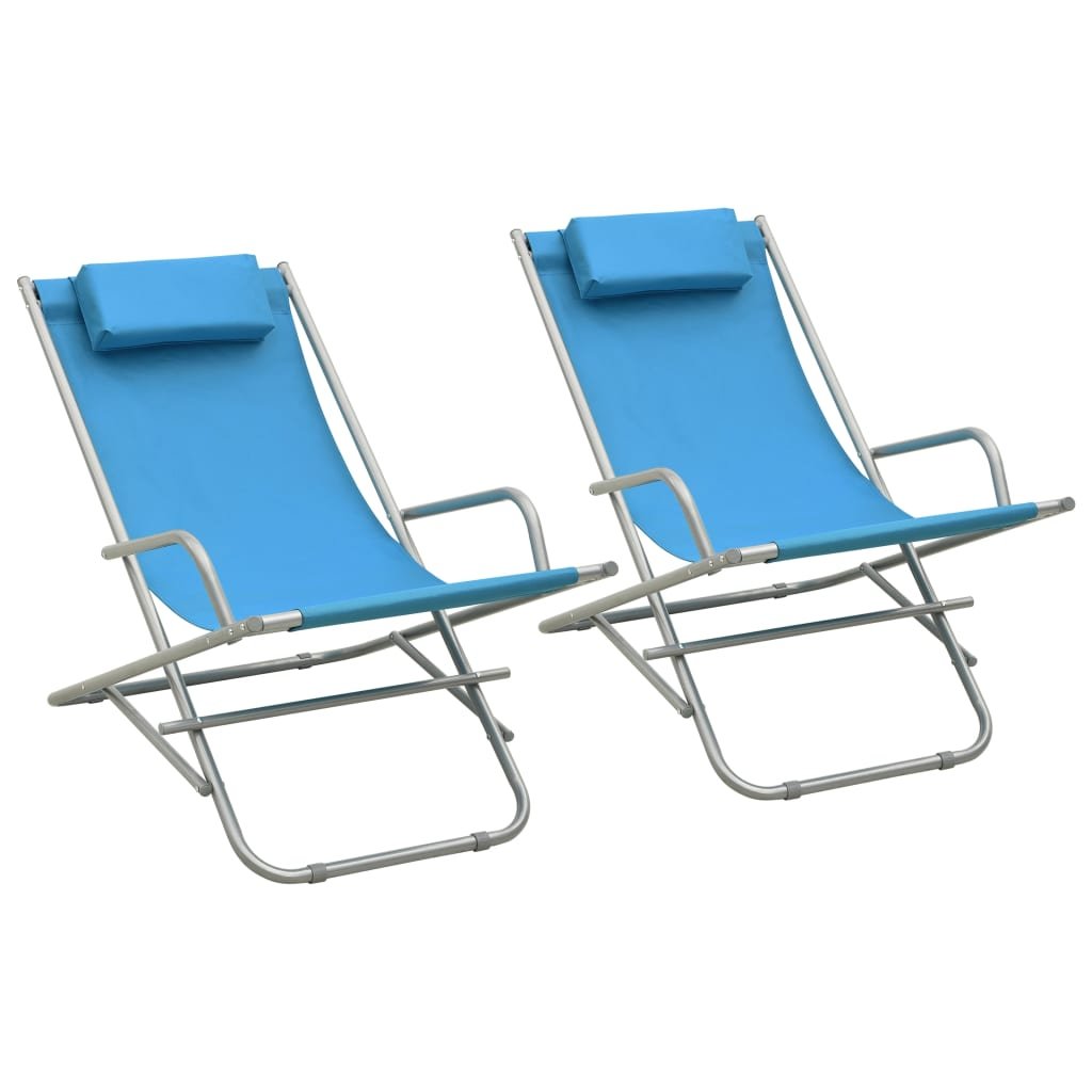 vidaXL Supamos kėdės, 2vnt., mėlynos spalvos, plienas