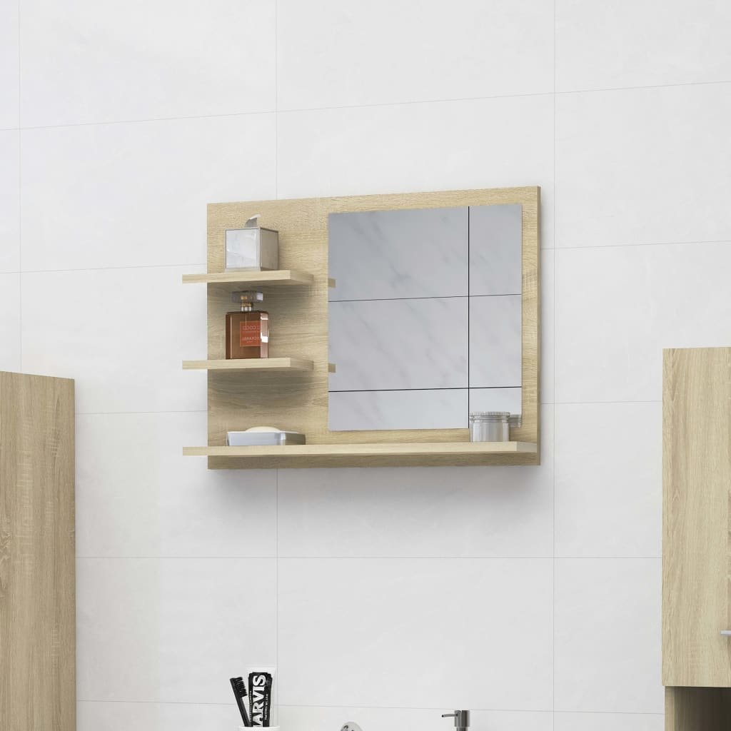 vidaXL Vonios kambario veidrodis, ąžuolo, 60x10,5x45cm, mediena
