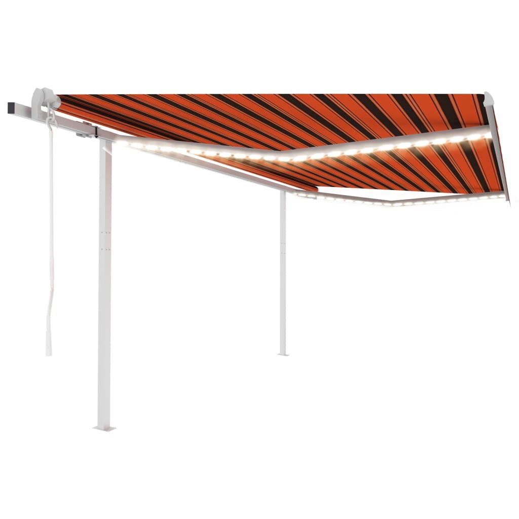 vidaXL Automatinė markizė su LED/vėjo jutikliu, oranžinė/ruda, 4,5x3m