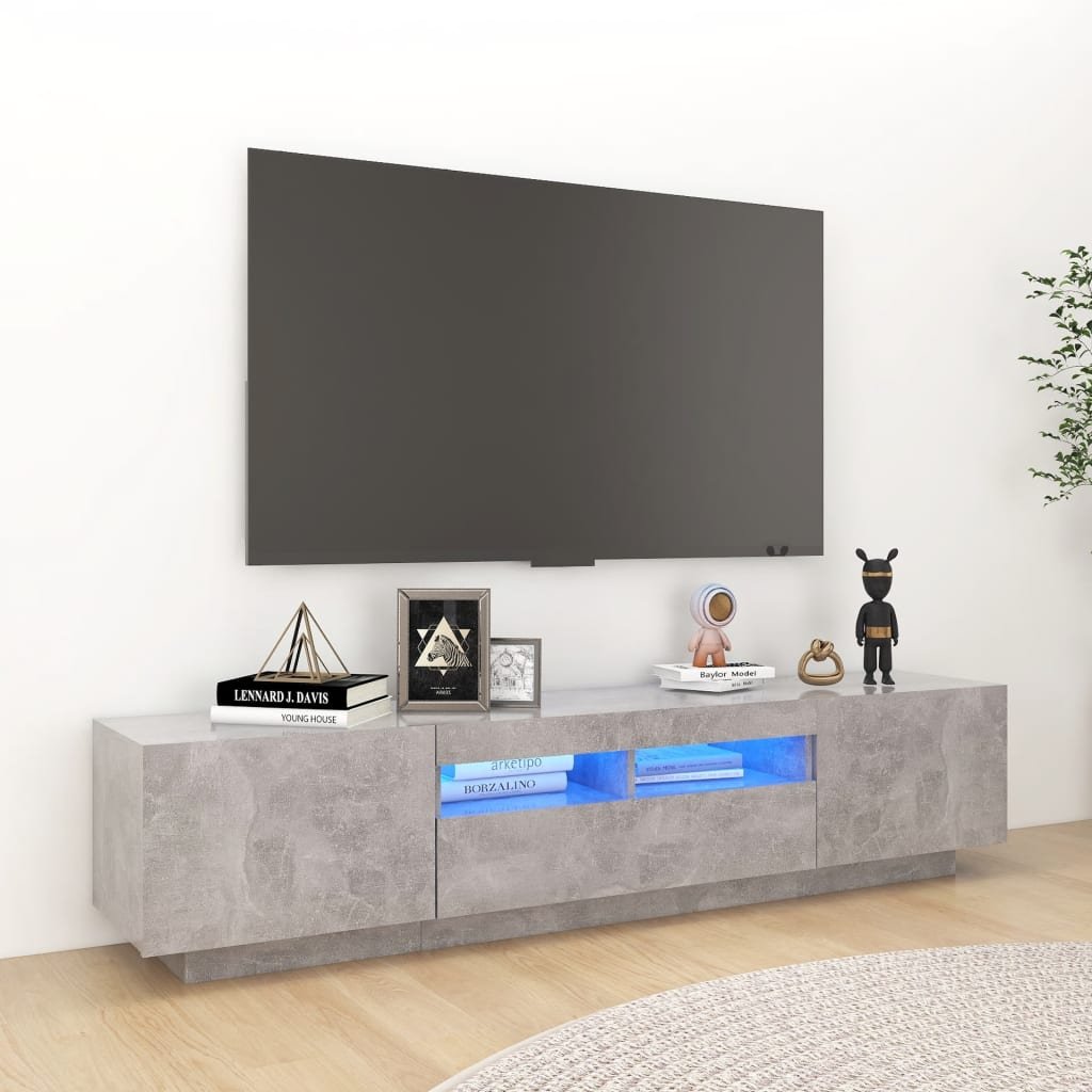 vidaXL Televizoriaus spintelė su LED, betono pilka, 180x35x40cm