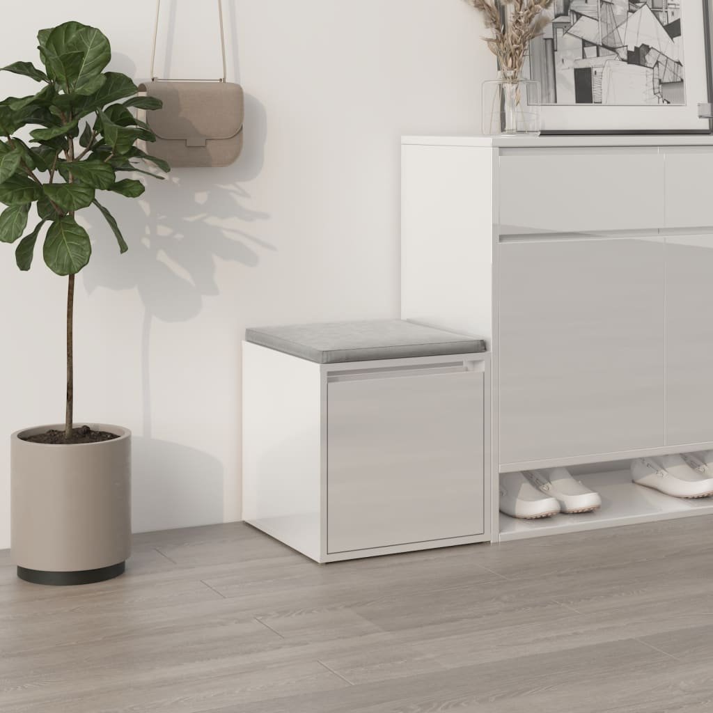 vidaXL Dėžė-stalčius, balta, 40,5x40x40cm, apdirbta mediena, blizgi
