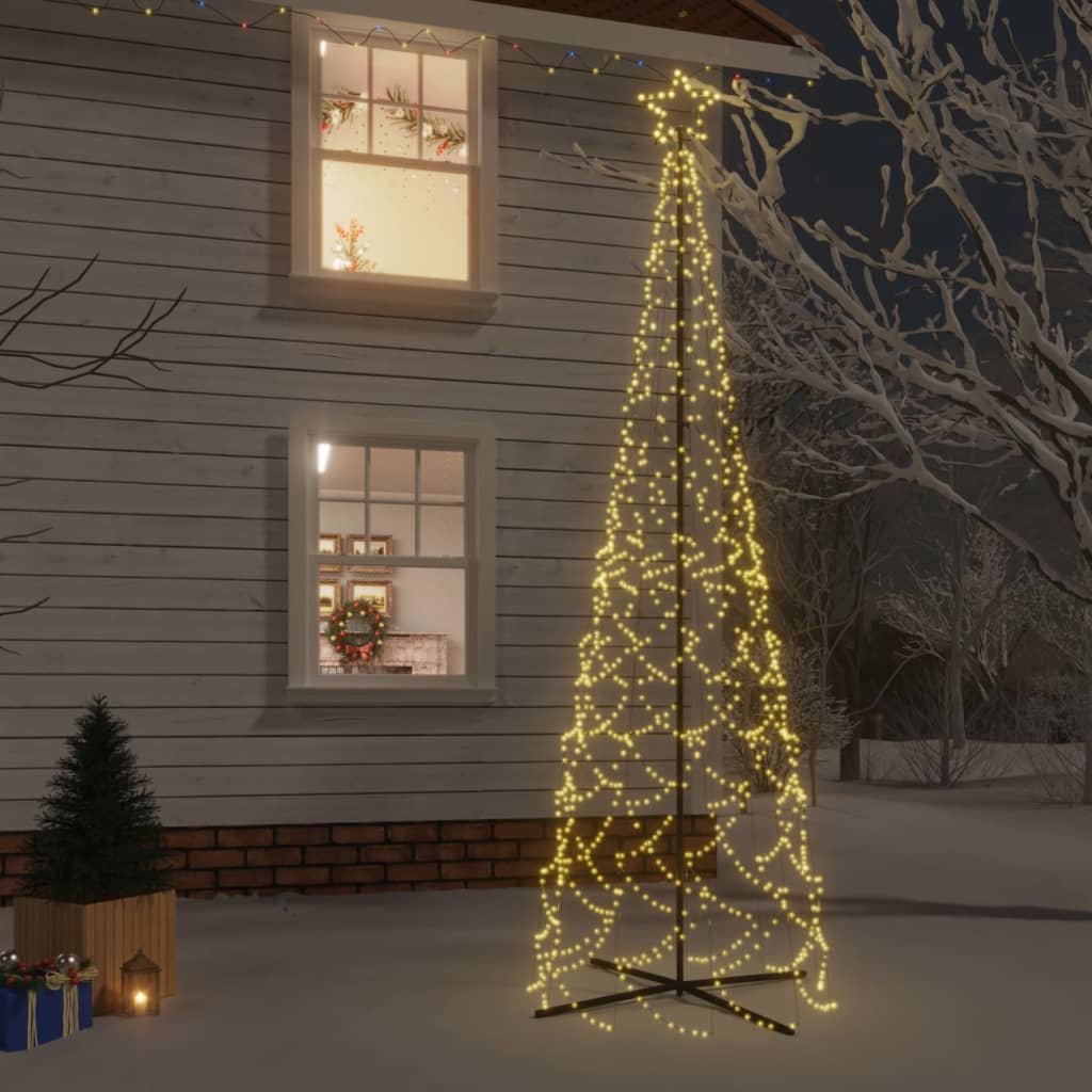 vidaXL Kalėdų eglutė, 100x300cm, kūgio formos, 500 šiltų baltų LED