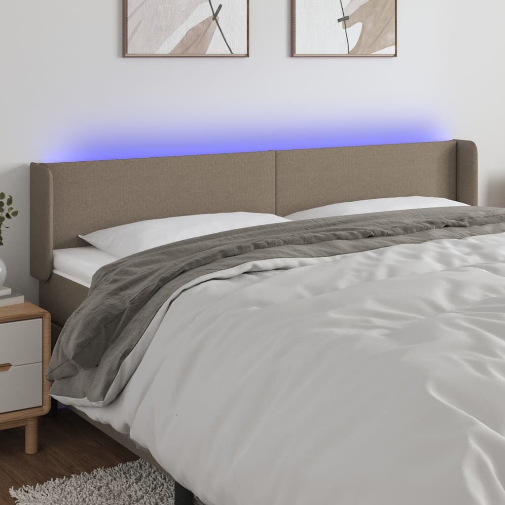 vidaXL Galvūgalis su LED, taupe spalvos, 183x16x78/88cm, audinys